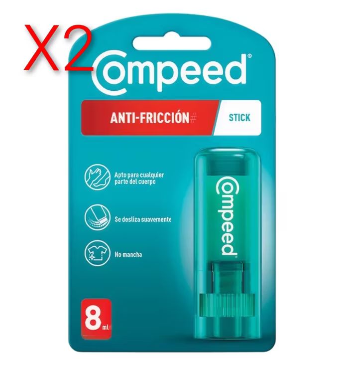 Imagen relacionada con X2. Compeed Stick Anti-fricción, Tratamiento Pies, Barra 8 ml. Fricción y Ampollas, uso diario con calzado, reduce rozaduras.
