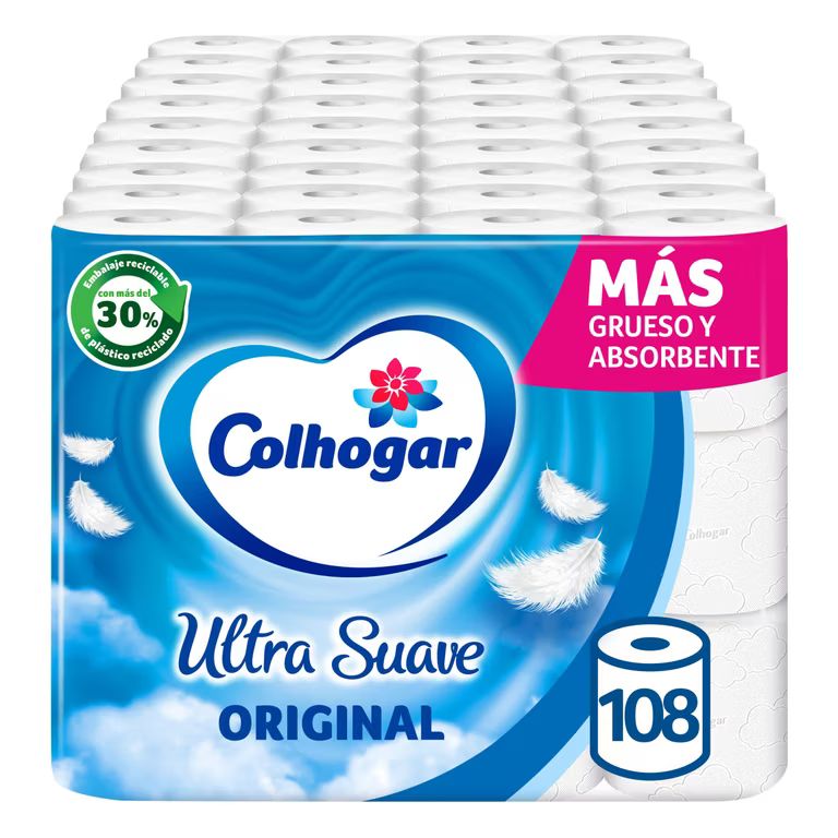 Colhogar Ultra Suave Original x108 - Papel Higiénico Blanco de 2 Capas
