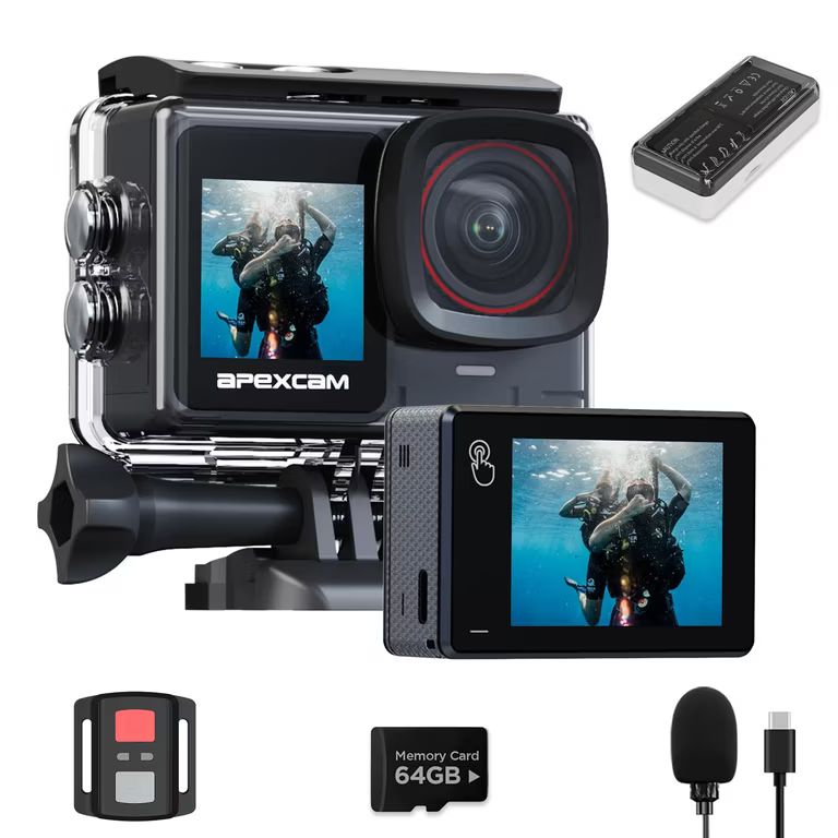 Imagen relacionada con Apexcam Nueva X80pro con EIS cámara Deportiva de Doble Pantalla 4K 60 FPS 64MP