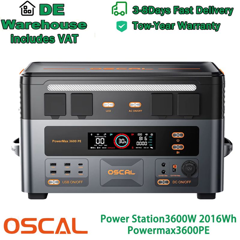 Estación de Energía OSCAL Mejorada 2016Wh 3600W PowerMax 3600PE