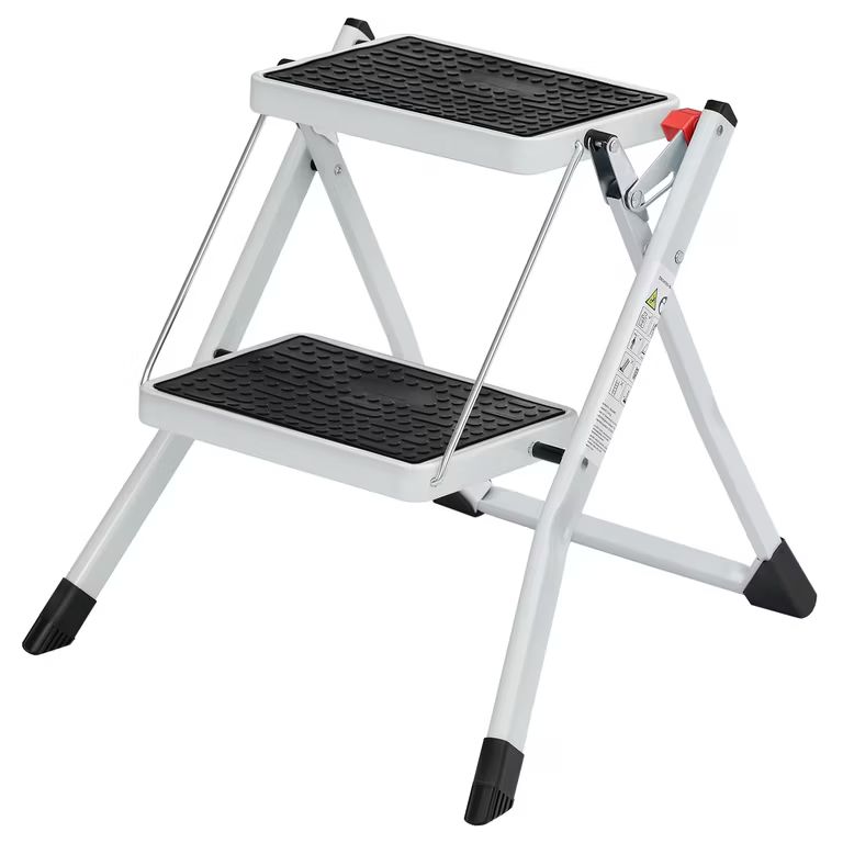 SONGMICS Escalera de 2 Peldaños Plegable Blanco