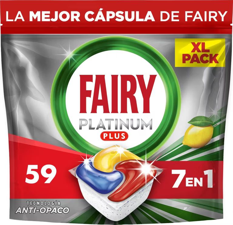 Imagen relacionada con Fairy Platinum Plus Cápsulas Lavavajillas Para Máquina Limón, 59 Cápsulas