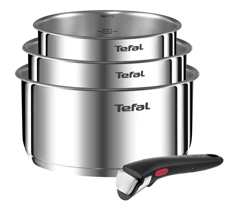 Imagen relacionada con Tefal Ingenio Emotion - Juego de 3 Cazos, Acero Inox, Sin Revestimiento