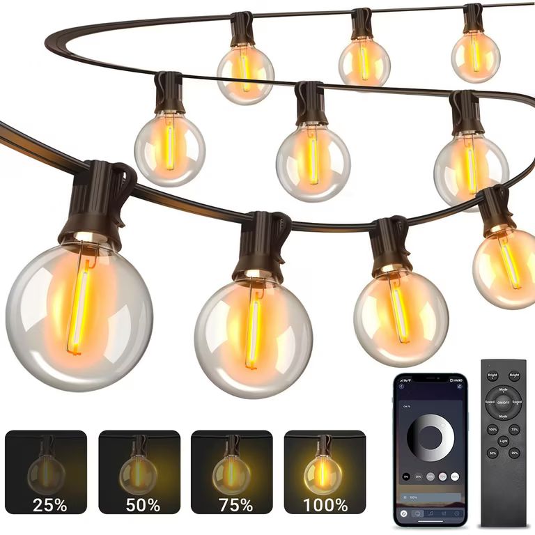 Imagen relacionada con Guirnalda de Luces LED Exterior 30 m con App y Mando, G40, 4 Modos e IP44