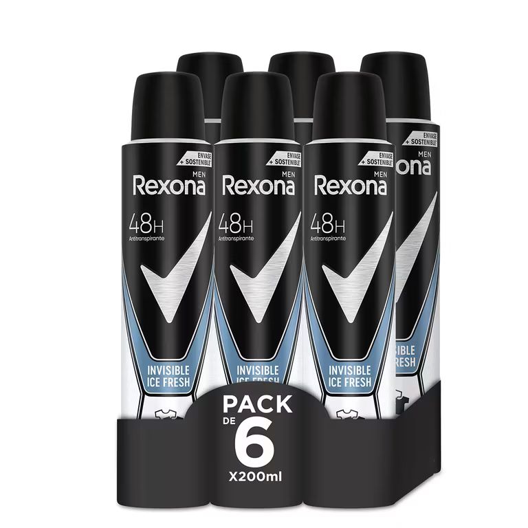 Imagen relacionada con 6 x Rexona Invisible Desodorante Para Hombre - LA UNIDAD SALE A 1,87€