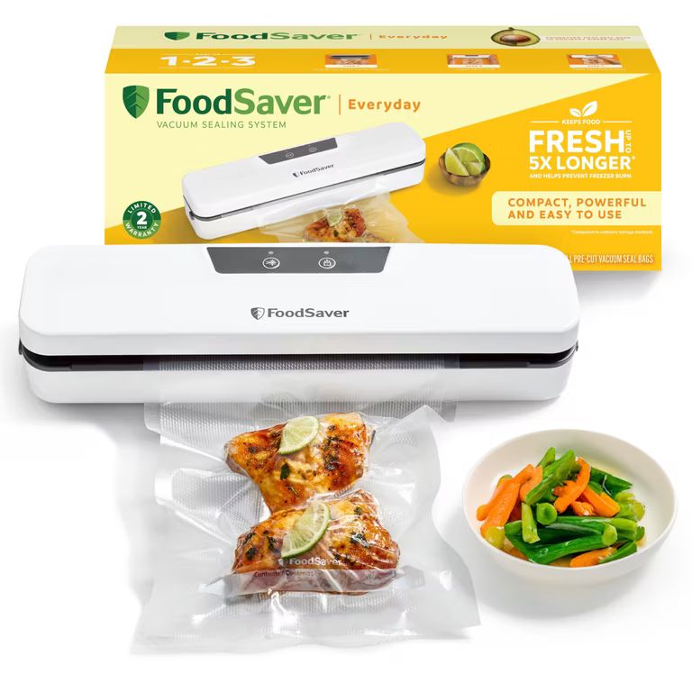 Imagen relacionada con FoodSaver Envasadora al vacío compacta | 5 bolsas (0,94 l y 3,78 l)