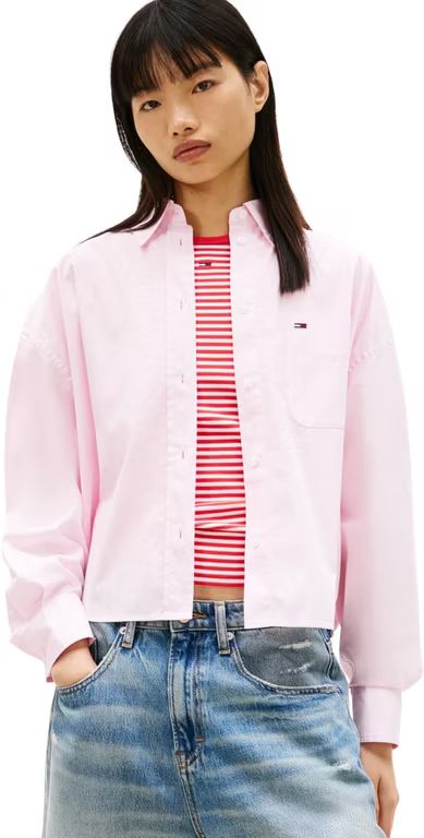 Imagen relacionada con Tommy Jeans Tjw Essential Crop Shirt Dw0dw22766 Camisa