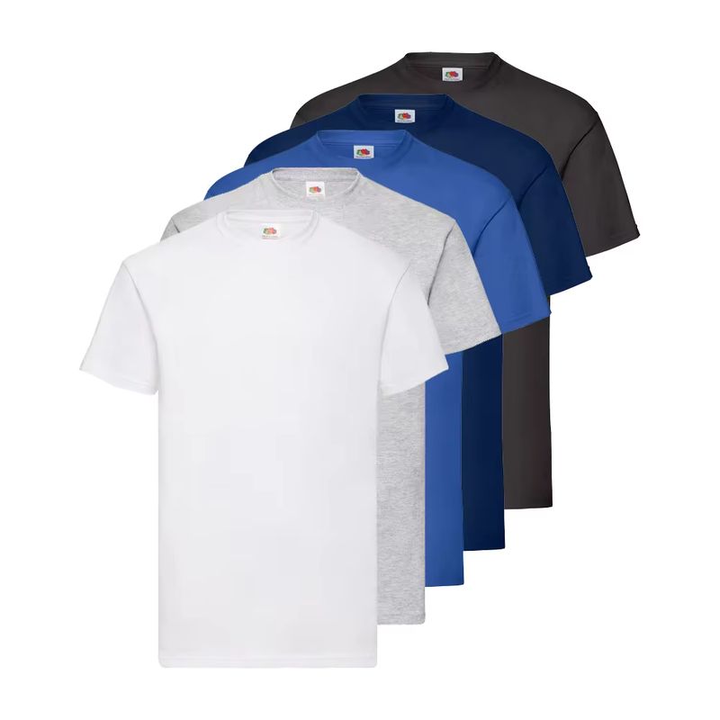 Imagen relacionada con 5x Fruit Of The Loom Pack 5 Camisetas FRUIT OF THE LOOM ORIGINAL, Algodón Peinado, Tacto Suave, Cuello Redondo