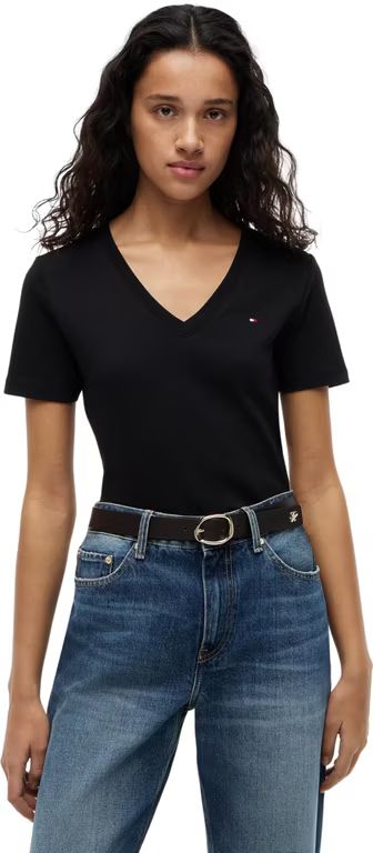 Imagen relacionada con Tommy Hilfiger Camiseta de Manga Corta Mujer New Slim Cody V-Neck Cuello de Pico