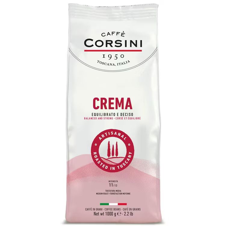 Imagen relacionada con Caffè Corsini en Grano de 1 kg Crema,Mezcla Arábica y Robusta, Tostado Medio,Sabor Equilibrado y Decidido,Origen Américas,Asia y África.