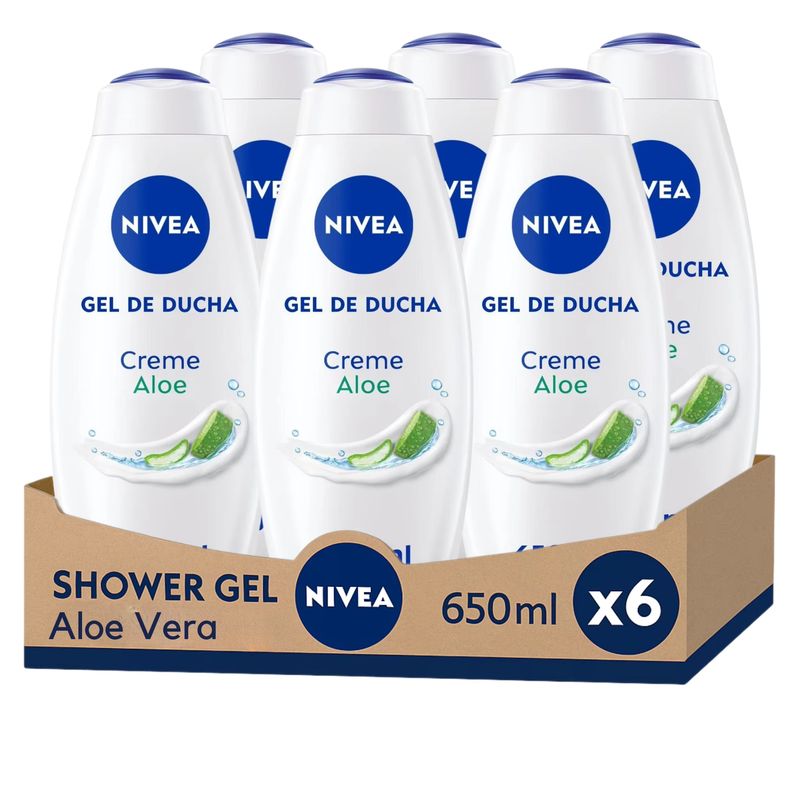 Imagen relacionada con 6x NIVEA Pack Ahorro Shower Gel Aloe Vera 6 x 650ml