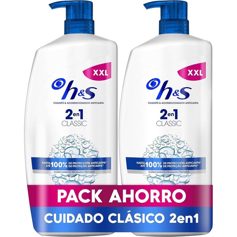 Imagen relacionada con 2x Classic Champú Anticaspa 2x1000ml -H&S Classic Champú y Acondicionador Anticaspa 2en1 2x1000ml
