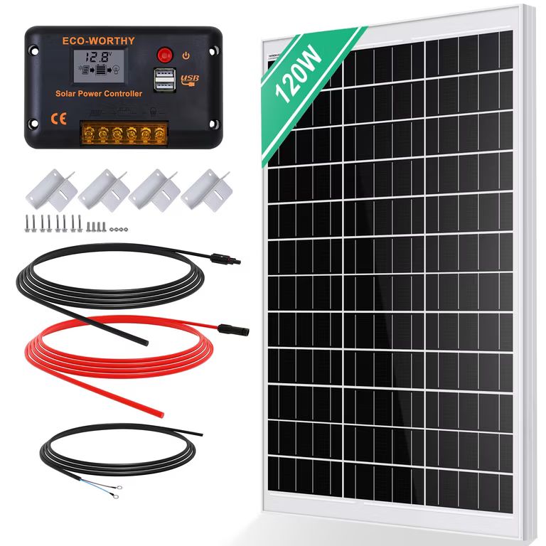 ECO-WORTHY Placa Solar 12V 120W Incluye Módulo