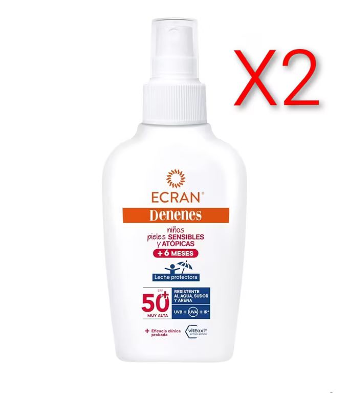 Imagen relacionada con X2.Ecran Denenes - Leche Protectora Solar para Pieles Sensibles y Atópicas con SPF50+ - 100 ml