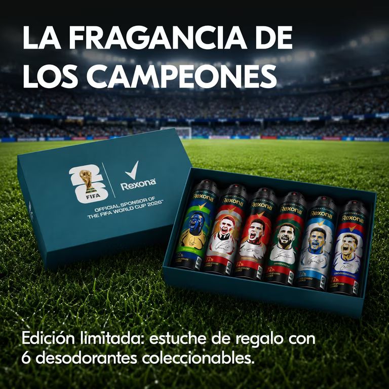 Imagen relacionada con Desodorante Rexona Edición FIFA World Cup 2026 (superstar collection) 6 x 150ml