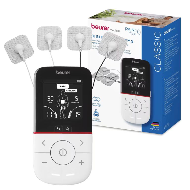 Imagen relacionada con Electroestimulador Digital Beurer EM 56 TENS/EMS 3 en 1 (Alivio del Dolor | Entrenamiento Muscular | 22 Programas | Masaje)