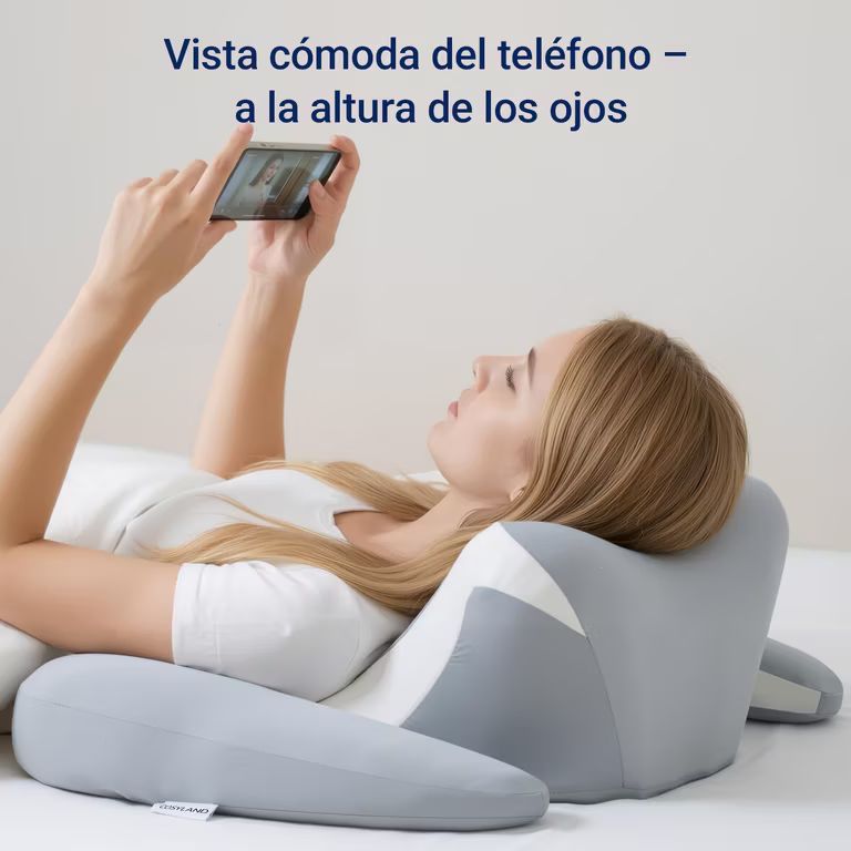 Imagen relacionada con Almohada Cervicales y Cuello - Ergonómica para Dormir de Lado, Boca Arriba o Abajo, Espuma Viscoelástica, 64×48×24 cm