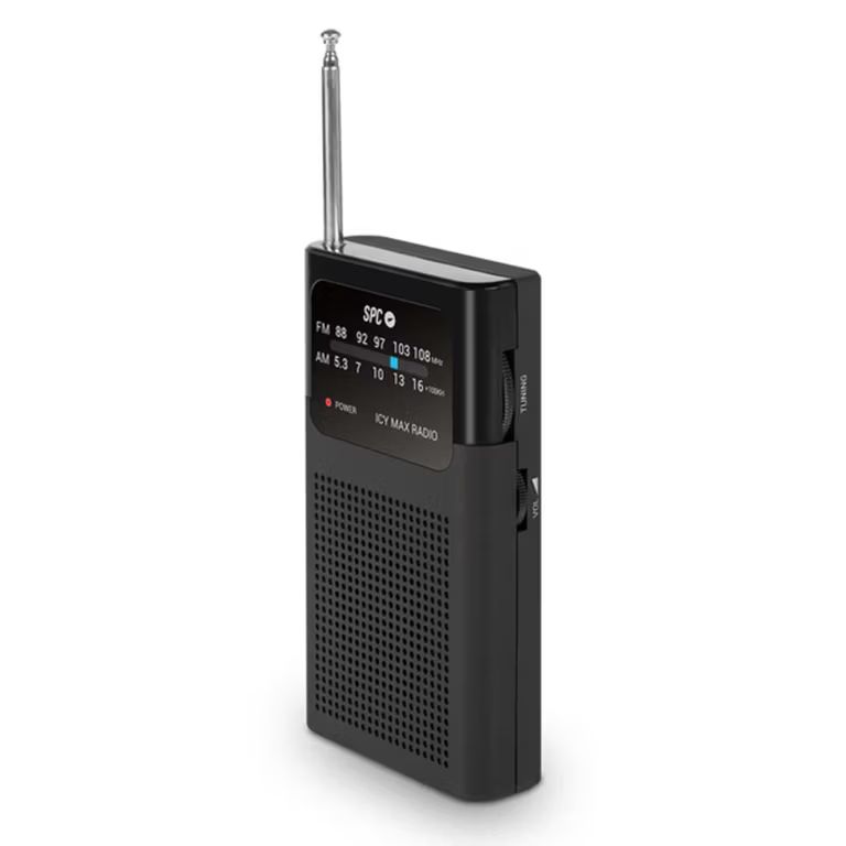 Imagen relacionada con Radio Portátil SPC Icy Max Compacta Con Dial XL Y Pinza De Sujeción FM/AM