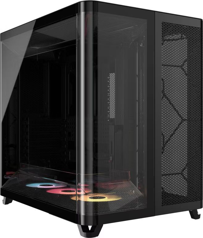 Imagen relacionada con Caja de Pc Corsair AIR 5400 RS-R ARGB Negra | Triple cámara, cristal panorámico curvado y 3 ventiladores ARGB