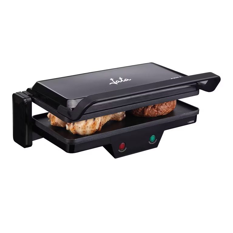 Imagen relacionada con Parrilla Electrica Grill. Plancha Eléctrica 3 en 1. 1000 W, Placas Mixtas Antiadherentes 27 x 14 cm. Apertura 180 grados