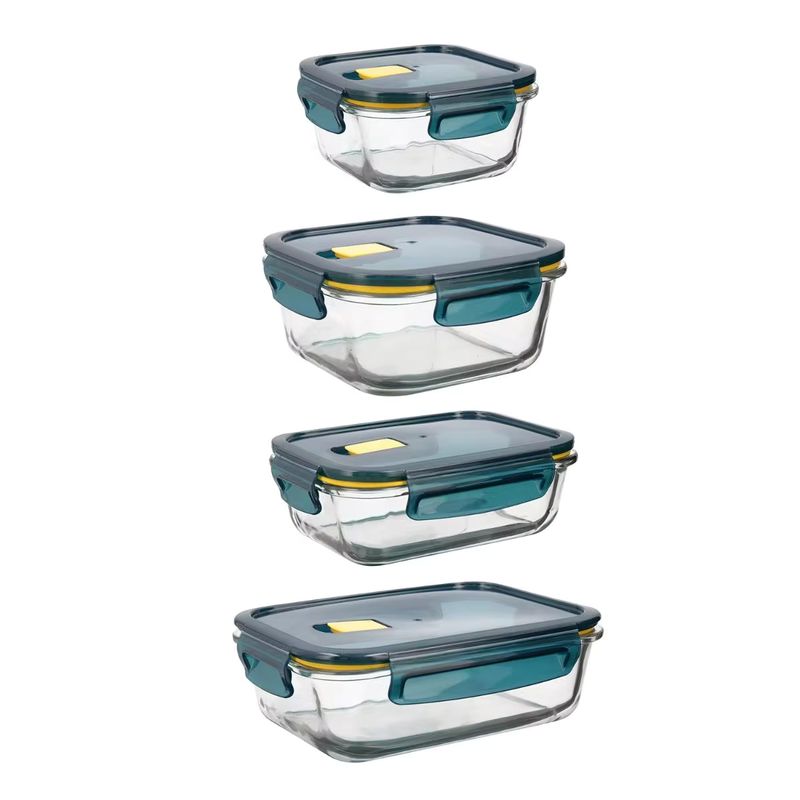 Imagen relacionada con QUID ASTRAL Set 4 Hermeticos Vidrio Astral Qd 52CL - 64CL - 80CL - 104CL Azul Tapa 4 cierres herméticos 100% Material 100% saludable