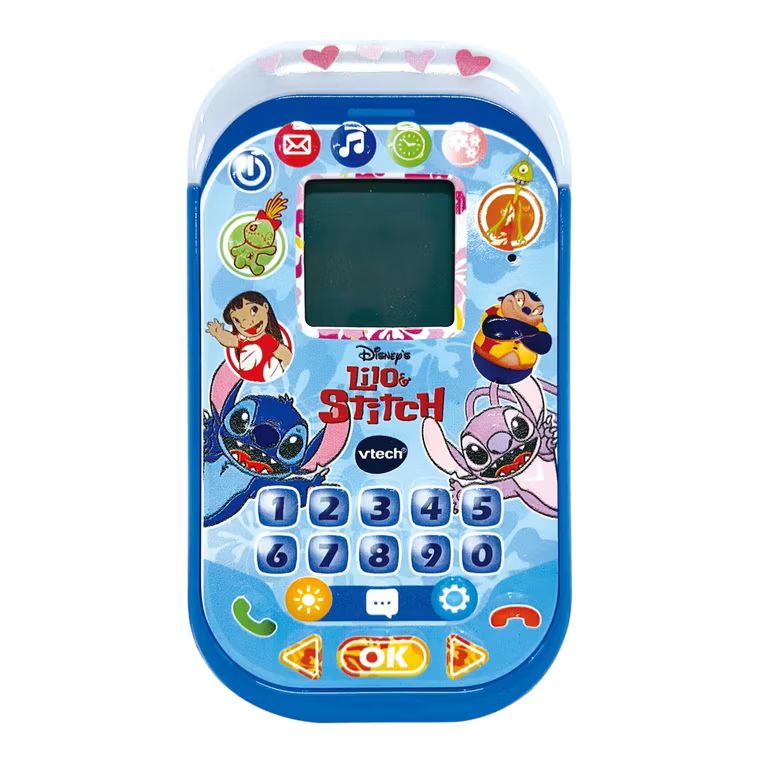 Imagen relacionada con Teléfono Educativo de Stitch, +4 Años, Pantalla LCD, Banda Luminosa, Minijuegos de Matemáticas, Voz Original, Teclado y Llamadas