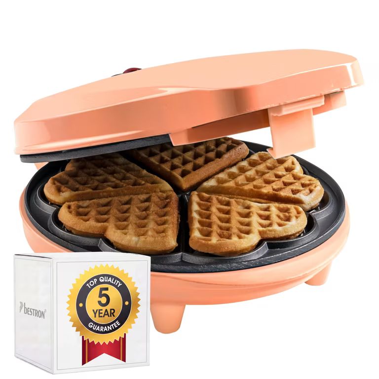 Imagen relacionada con Bestron Gofrera para Clásicos en Forma de Corazón, con Luz Indicadora y Revestimiento Antiadherente, Diseño Retro, 700 W