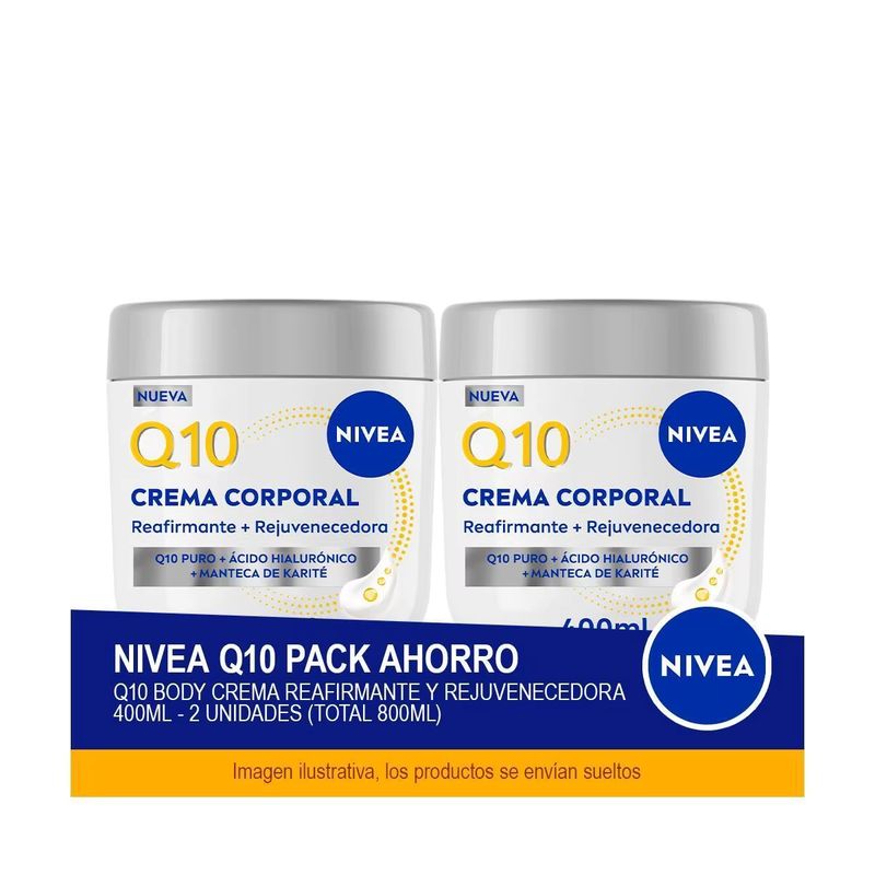 Imagen relacionada con 2x NIVEA Q10 Body Crema Reafirmante y Rejuvenecedora 400ml - Pack ahorro de 2 unidades (total 800ml)