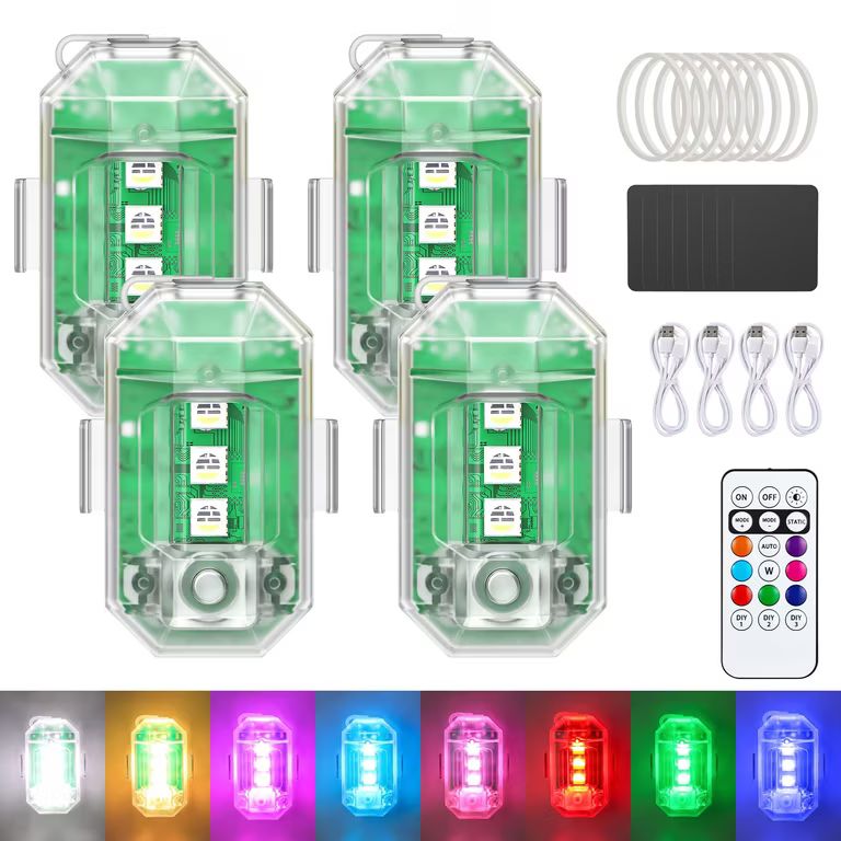 Imagen relacionada con 4Pcs 8 Colores Recargable Luz Estroboscópica con Control Remoto Modos múltiples, IP67 Impermeable, 360 MAH