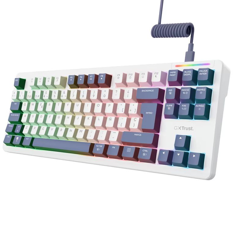 Imagen relacionada con GXTrust Xyra Teclado Mecánico TKL Español QWERTY Gasket 80%, Blanco | Hot-Swap, Interruptores 5-Pin Leobog Lineales 60M, Cable USB,