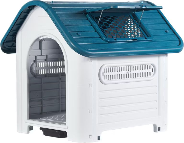Imagen relacionada con Lanco - Caseta para Perros Medianos con Techo Solar Ajustable y WC. Uso Interior y Exterior con respiraderos