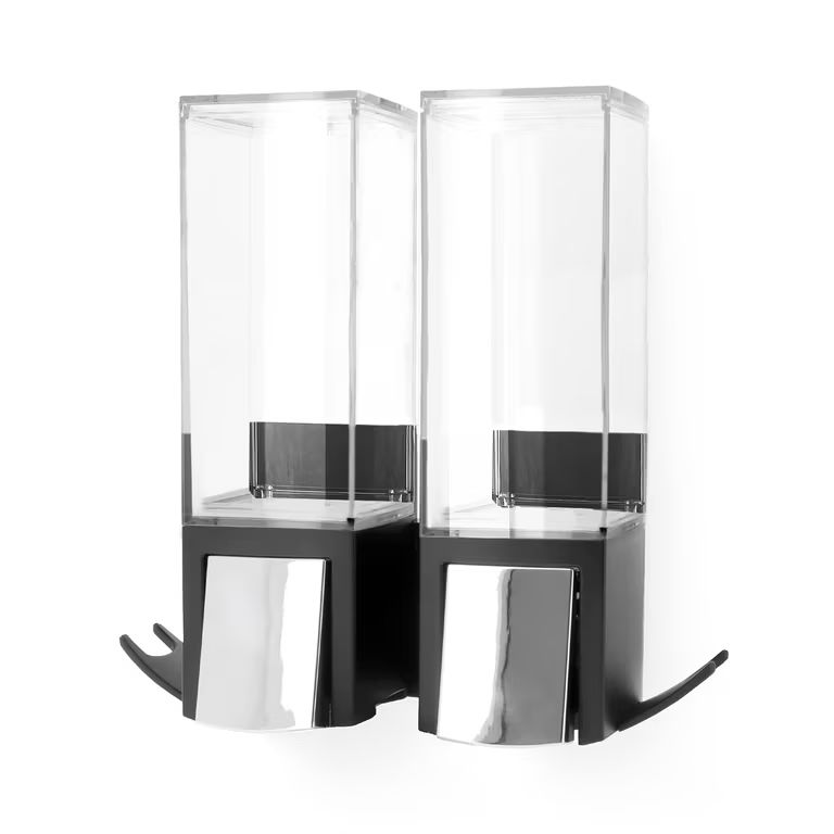 Imagen relacionada con Compactor - Dispensador de jabón x2 de pared; 2 x 500ML, en Negro y Blanco; [22,1 x 7,4 x 20,2 cm]