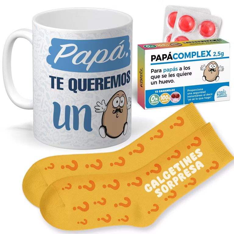 Imagen relacionada con Kit Regalo Divertido con Taza Personalizada + Caramelos de Broma PAPACOMPLEX + Calcetines (en descripción otros)