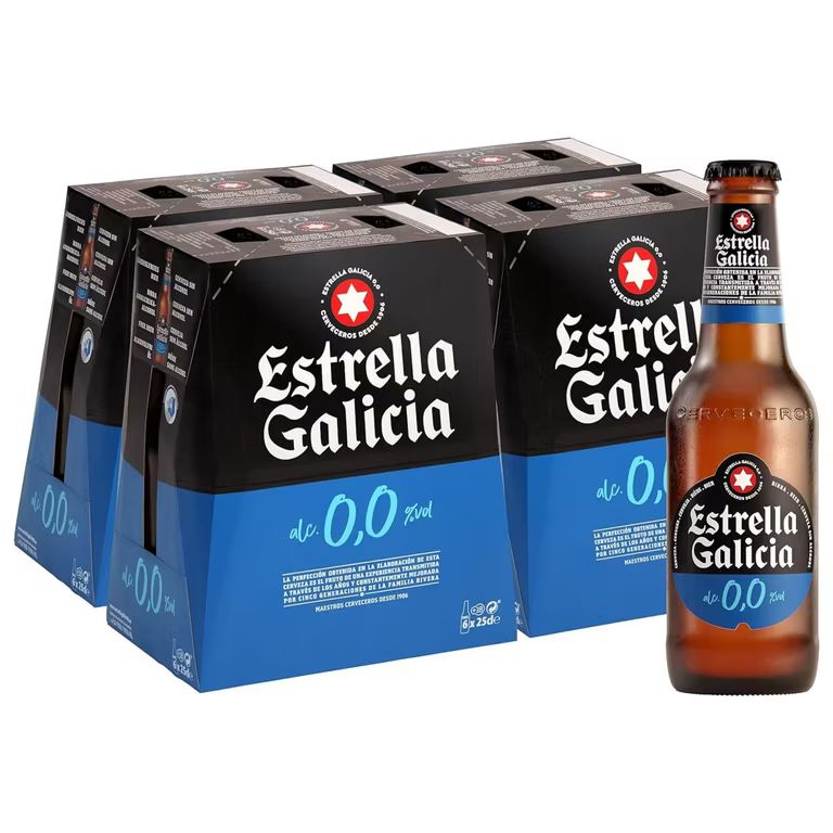 Imagen relacionada con Pack 24 Botellines x 25 cl Estrella Galicia 0,0 - Lager Pilsen Sin Alcohol