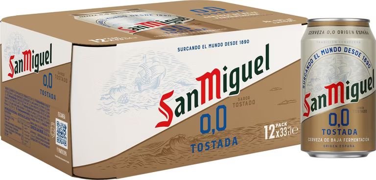 Imagen relacionada con San Miguel 0,0 Tostada | Pack 12 x 33 cl. | Precio final tras recompensa 3.49€
