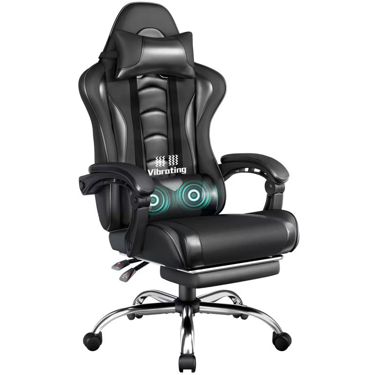 Imagen relacionada con Yaheetech Silla Gaming con Masajeador Silla Oficina con Reposapiés Negro