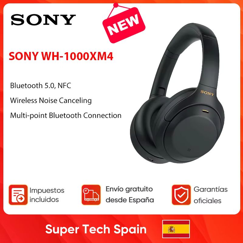 Imagen relacionada con Original SONY WH-1000XM4 auriculares inalámbricos con cancelación de ruido conexión Bluetooth multipunto micrófono incorporado carga rápida