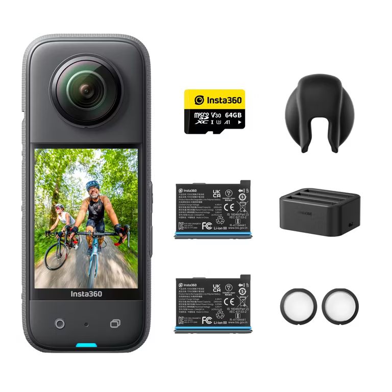 Imagen relacionada con Cámara 360° Insta360 X3 Kit (2 Baterías, Cargador, 64GB y Protectores) 5.7K 72MP Sensor 1/2\