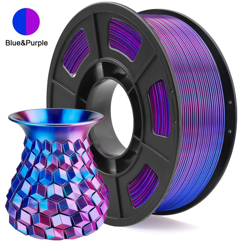 Imagen relacionada con Filamento PLA de Seda de 1.75 mm, Doble Color Azul Púrpura, Filamento para Impresora 3D, Bobina de 250 g (0.55 lb), Compatible con la Mayoría de las Impresoras 3D FDM