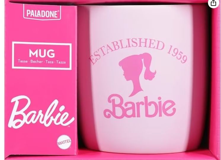 Imagen relacionada con Paladone -Taza Rosa Barbie, de cerámica 400 ml (Mattel)